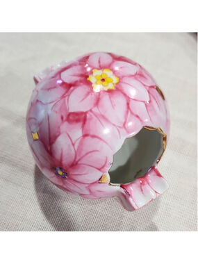 Vintage MCM Lenwile Ardalt Hand Painted Pink Floral Sphere Ashtray JAPAN - Mint